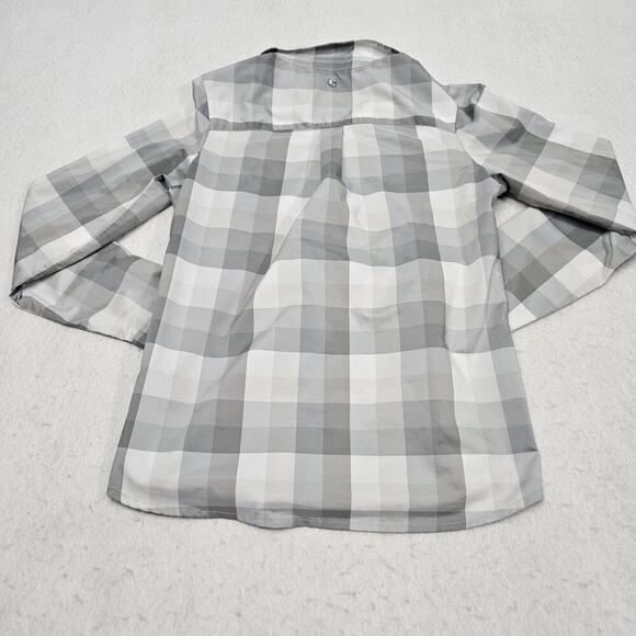 Kuhl Shirt The Kamp Long Sleeve Gray White Plaid Checks XS Extra Small Roll Tab - Picture 2 of 8